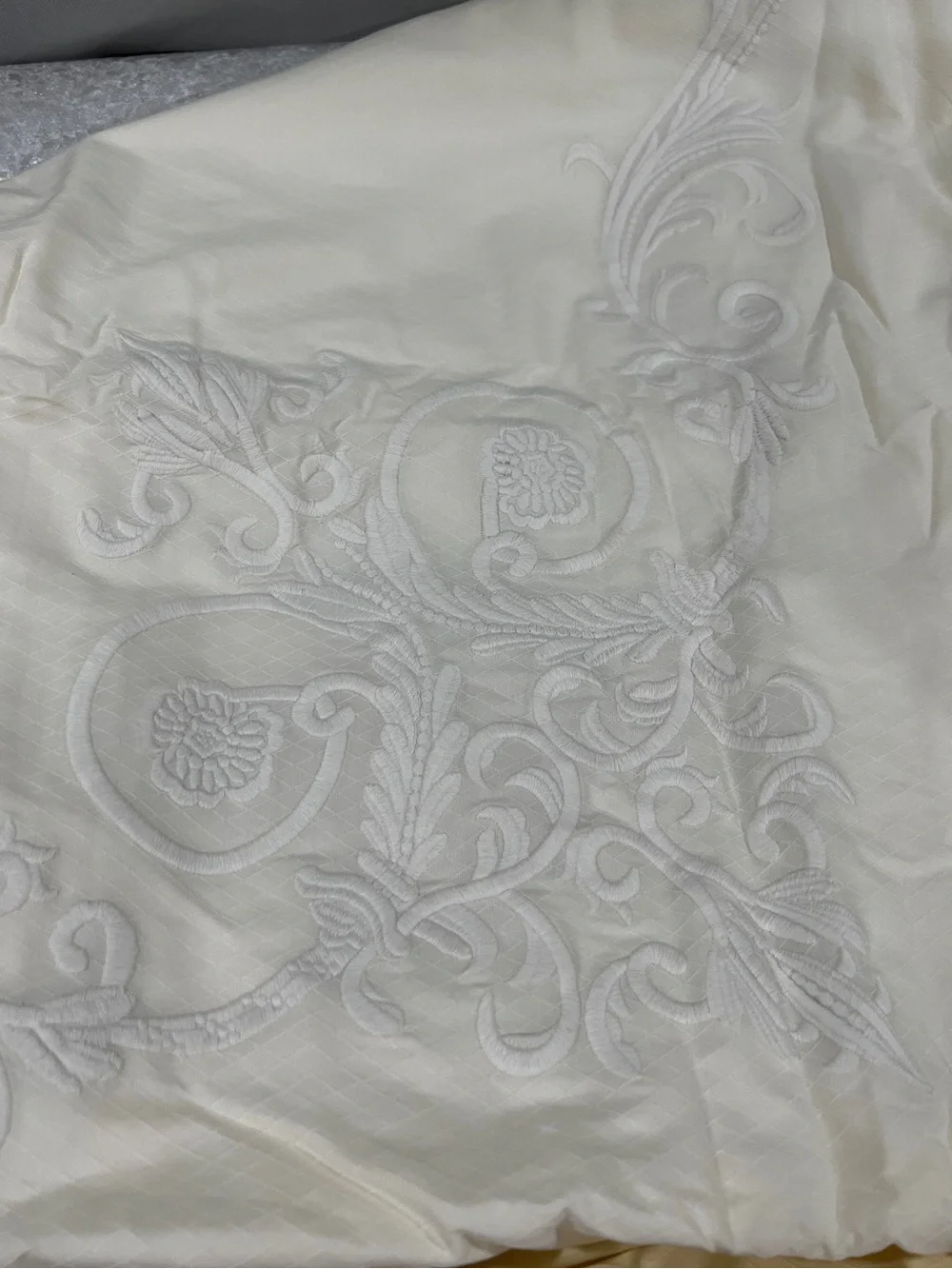 Lauren Ralph Lauren King Duvet Comforter Cotton Embroidery Cream Whitehall Tonal